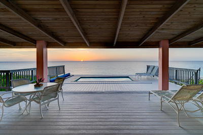 The Family Beach House at sunset